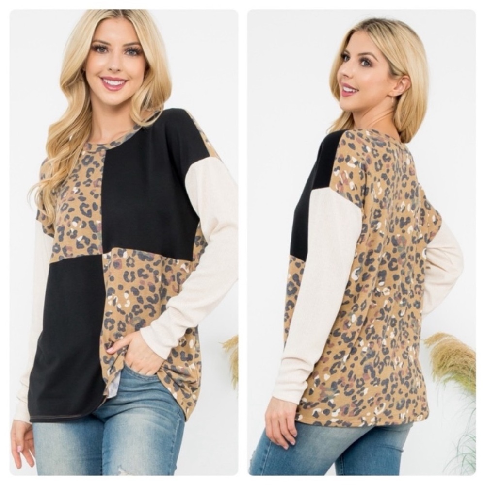🆕NEW🛍️Leopard Print Colorblock Top 🐾